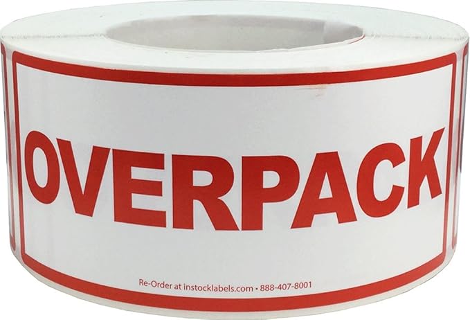 Air Specialty Overpack Labels 2 1/2 x 6 Inch 500 Adhesive Stickers Per Roll by InStockLabels