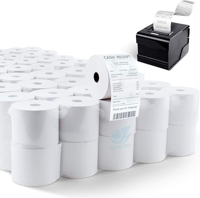 Azure Zone, Thermal Paper 2-1/4 X 230ft 200 Rolls, Fits Most POS Machines and by AzureZone