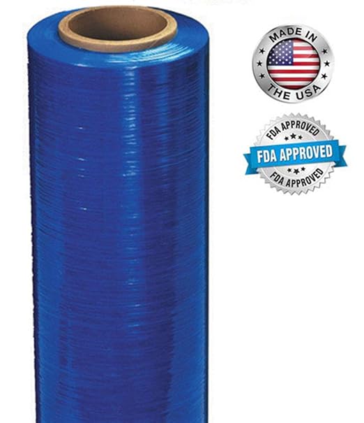 APQ 4 Rolls of Blown Hand Stretch Film 18" x 1500'. Blue Hand Stretch Wrap - Image 3