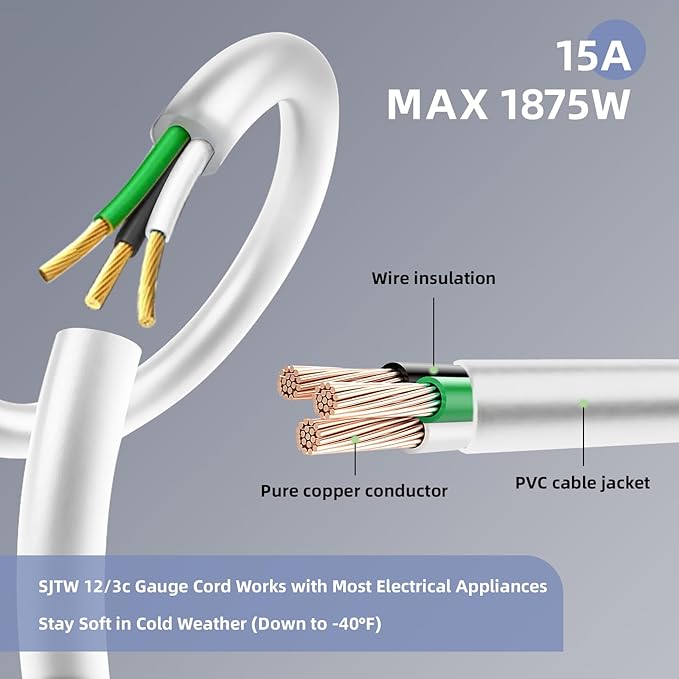 EP 25 Ft Outdoor Extension Cord, 12/3 SJTW Heavy Duty Extension Cable - Image 6