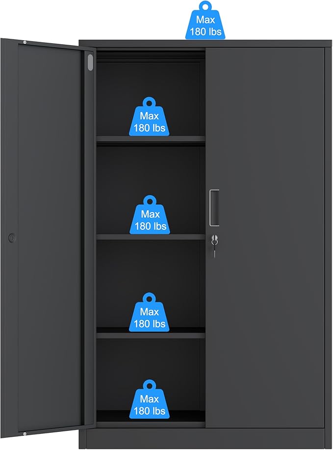 Metal Storage Cabinet with Locking Doors and 3 Adjustable Shelves, 53.5-Inch - Image 6