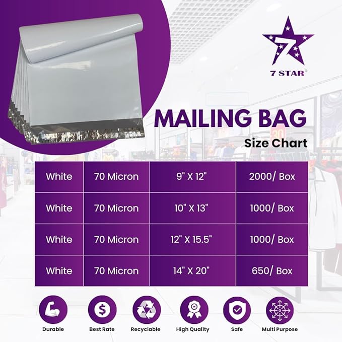 7STAR 9x12 Poly Mailers – Self-Sealing Shipping Envelopes, Tear-Resistant - Image 5