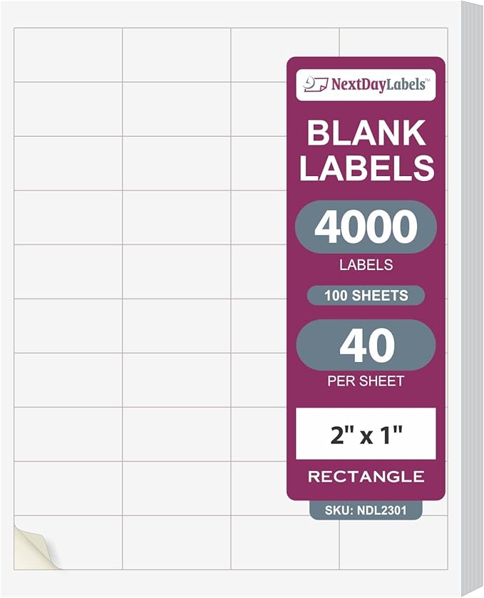 NextDayLabels – 2" x 1" Rectangular Sticker Labels by NextDayLabels