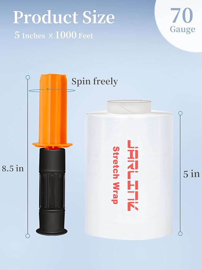 JARLINK 4 Pack Stretch Wrap, 5 Inches Shrink Wrap - Image 2