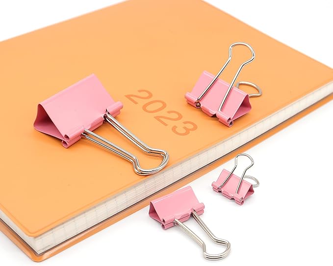 Pink Binder Clip, Paper Binder Clips, Paper Clamps Assorted Sizes, Paperclips - Image 3