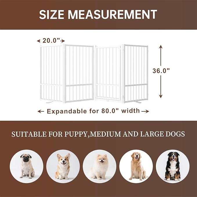 4 Panels Full Metal Freestanding Dog Gates - Image 2