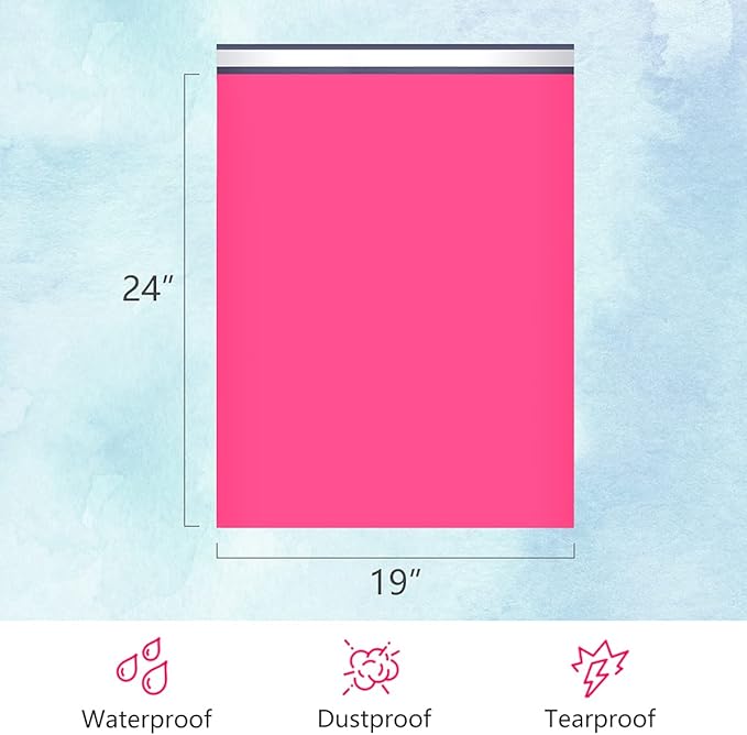 UCGOU Poly Mailers 19x24 Inch Hot Pink 100 Pack Extra Large Shipping Bags - Image 2