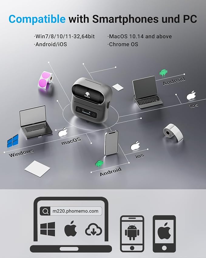 Phomemo Label Printer, M220 Thermal Bluetooth Barcode Label Maker, - Image 2