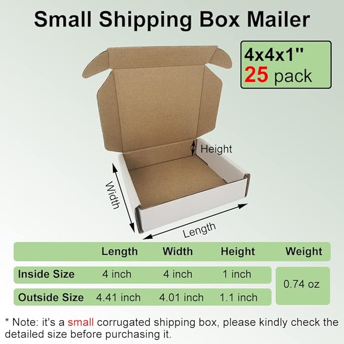 25 Pack 4x4x1'' Small Shipping Boxes - Image 2