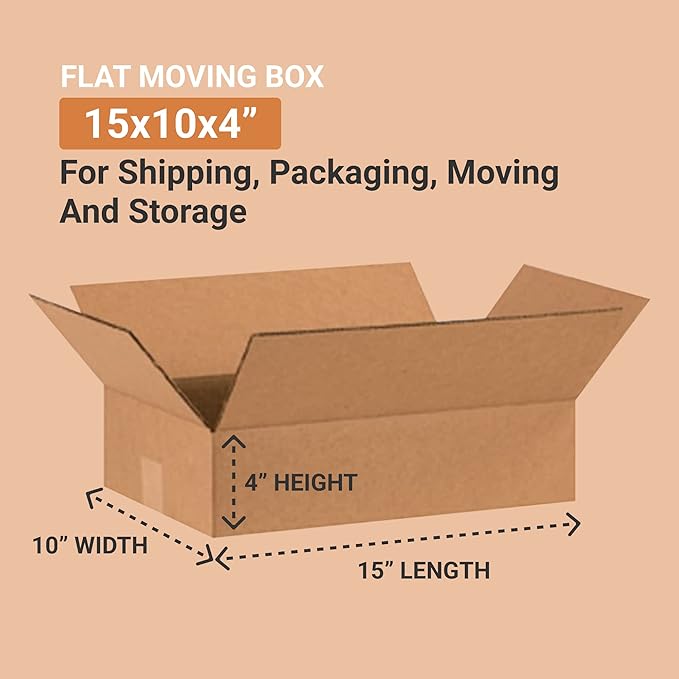 BOX USA Shipping Boxes Flat 15"L x 10"W x 4"H 25-Pack - Image 2
