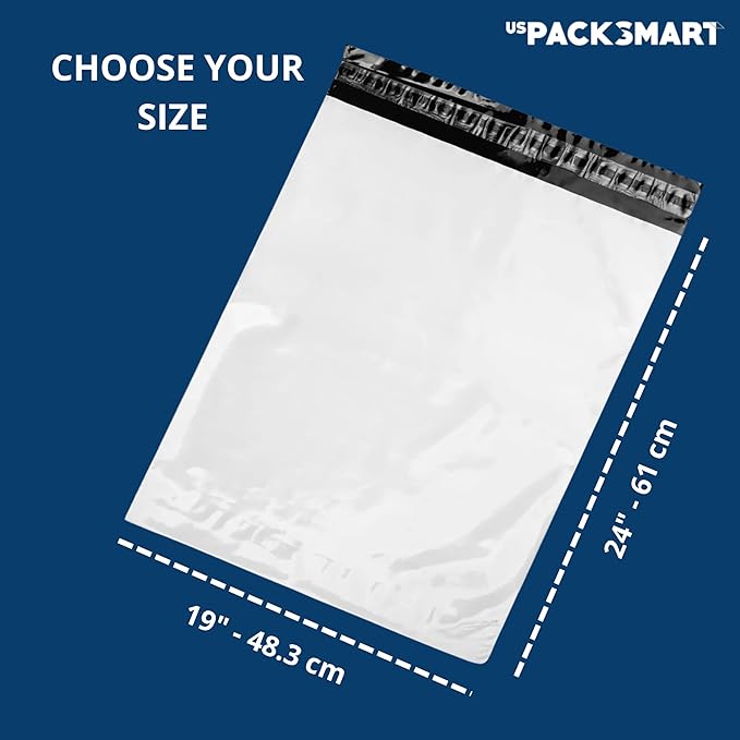 White Plastic Poly Mailers 19"x24" | Shipping Bags - Image 2
