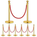 8 Pack Upgraded Stainless Steel Stanchions and Velvet Ropes 5FT Extended Red by Unknown