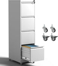 4 Drawer File Cabinet with Wheels, Metal Mobile Filing Cabinets with Lock by OPTYMIRA
