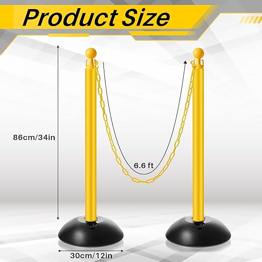 Amylove Plastic Stanchion Post Set, Traffic Warning Line Stanchion Crowd - Image 2