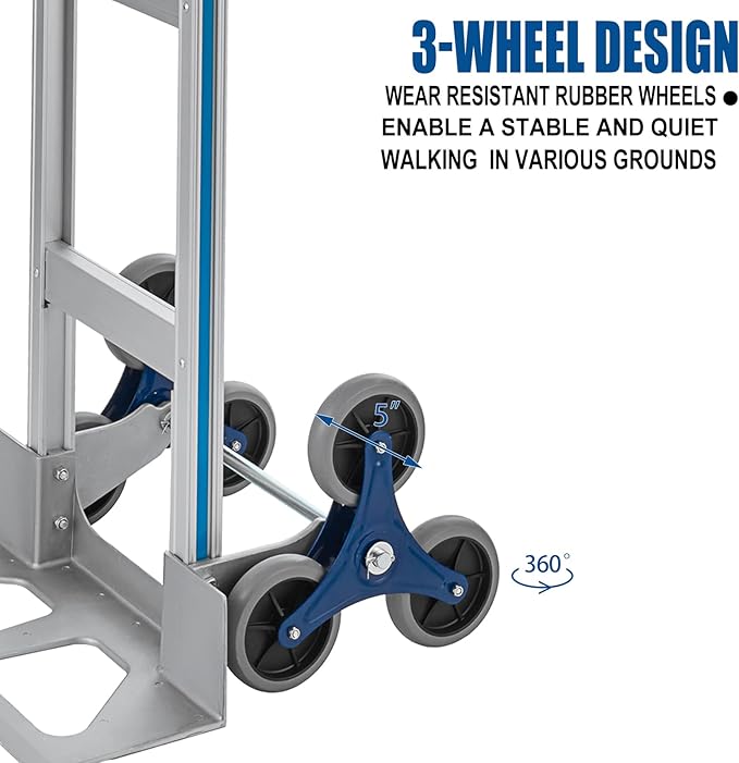 2 in 1 Aluminum Hand Truck 650 lb Capacity, Heavy Duty Stair Climbing Cart - Image 5