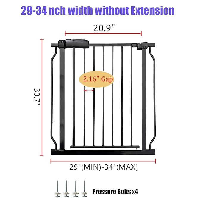 Walk Through Baby & Dog Gate 29-34 Inch, Tension Mounted No Drilling, Indoor - Image 2