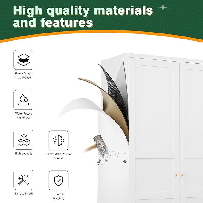 Letaya Wardrobe Armoire Closet, Bedroom Armoire Cabinet Clothes Organizer - Image 5