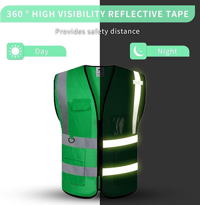 BeautyWill Custom Safety Vest Logo Class 2 High Visibility Reflevtive Vest - Image 5