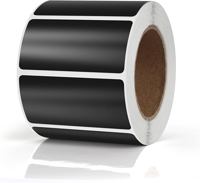 Black Rectangle Stickers 2 x 1 Inch Color Coding Labels Vinyl Roll by Meitaat