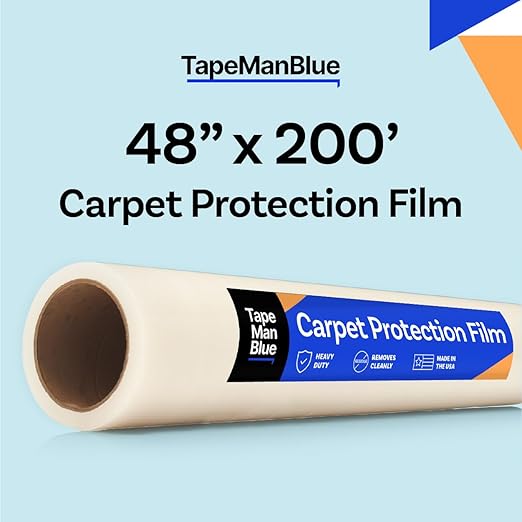 TapeManBlue Carpet Protection Film, 48 inch x 200 feet, Made in The USA - Image 2