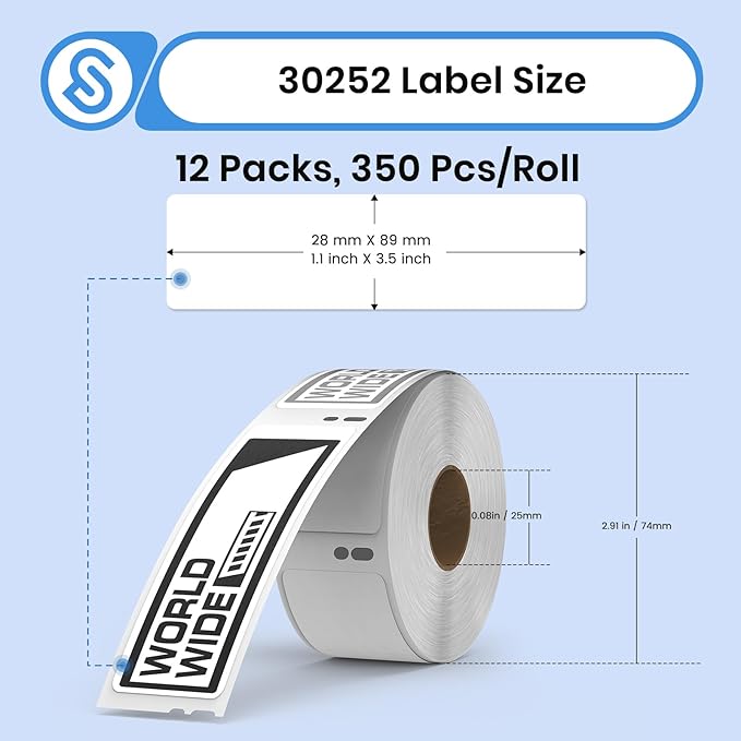 Compatible for DYMO 30252 Address Barcode White Thermal Labels 12 Roll 4200 - Image 3