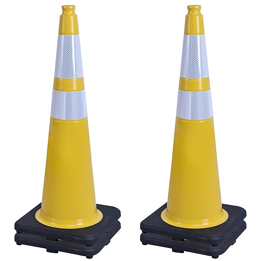 OrangeStar 4-Pack 36" Yellow Traffic Cones by OrangeStar