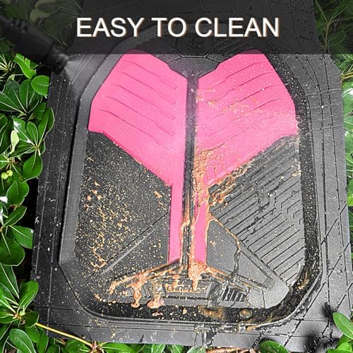 CAR PASS Heavy Duty Rubber Car Mats, Deep Dish Car Floor Mats All Weather, Car Mats Full Set 3-Piece Trim to Fit for Sedans SUVs Trucks,Women Waterproof Anti-Slip Automotive Mats, V12 Black and Pink - Image 7