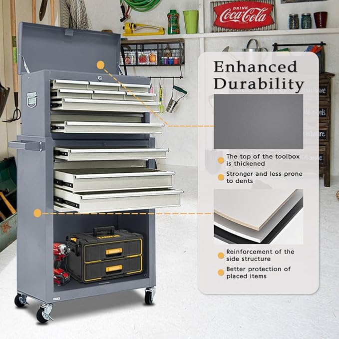 13-Drawer Rolling Tool Chest, 2 in 1 Side-Opening Tool Chest, Tool Box - Image 4