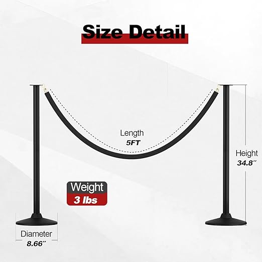 RoadHero Plastic Stanchion Post, Ropes Safety Barriers - Image 6