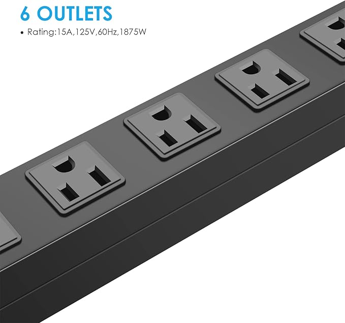 2Pack Metal Wall Mount Power Strip, Mountable Power Outlet - Image 5