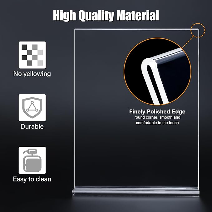 12pack Acrylic Sign Holder 8.5 X 11, Vertical T Shape Clear Plastic Paper Sign - Image 4