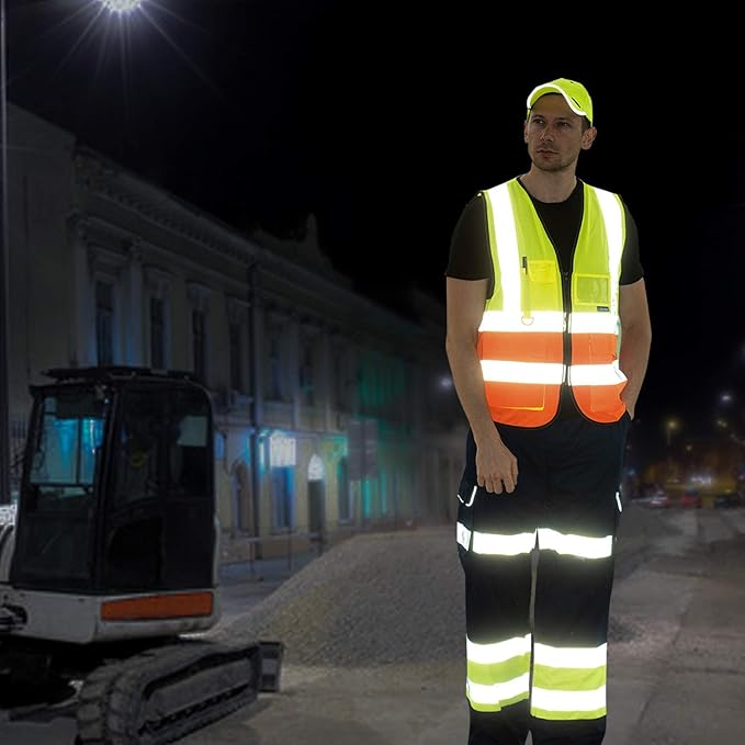 A-SAFETY Orange High Visibility Safety Vest Reflective, 3M Multi Pockets - Image 8
