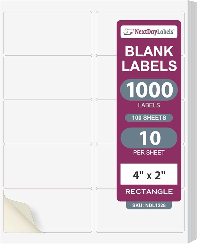 NextDayLabels – 4” x 2” Rectangular Sticker Labels by NextDayLabels