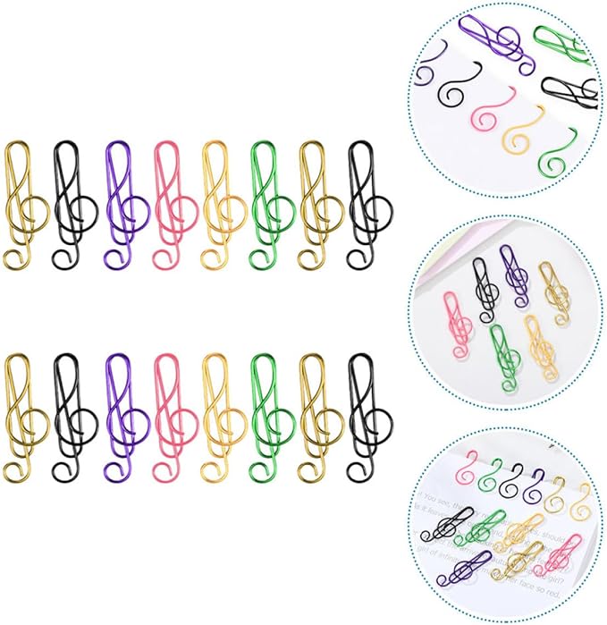 100pcs Metal Paper Clips Creative Music Note Shape Small Office Clips Colorful - Image 3