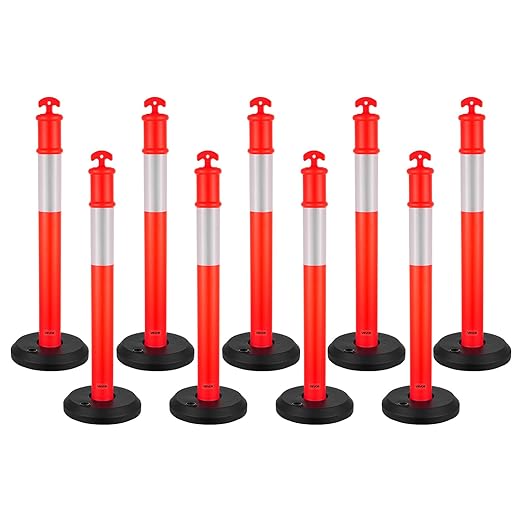 VEVOR 9 Pack Traffic Delineator Posts, 48 inches Traffic Safety Cones by VEVOR