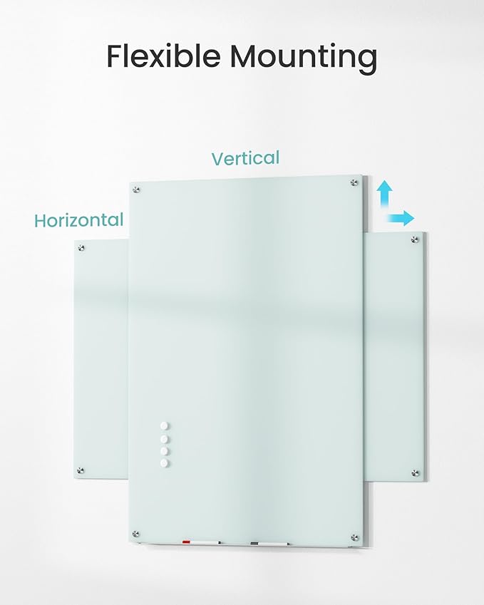 VUSIGN Glass Dry Erase Board for Wall, Large Frameless Mounted White Board Dry - Image 2