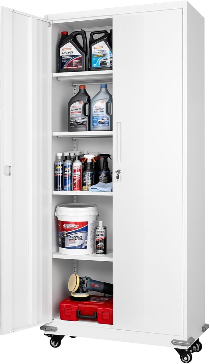 VEVOR Metal Storage Cabinet, 72.6 in Rolling Steel Garage Cabinet by VEVOR