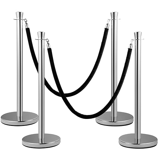 VEVOR Velvet Ropes and Posts 2 Pcs, 5 ft Black Velvet Rope, Stanchion Post - Image 9