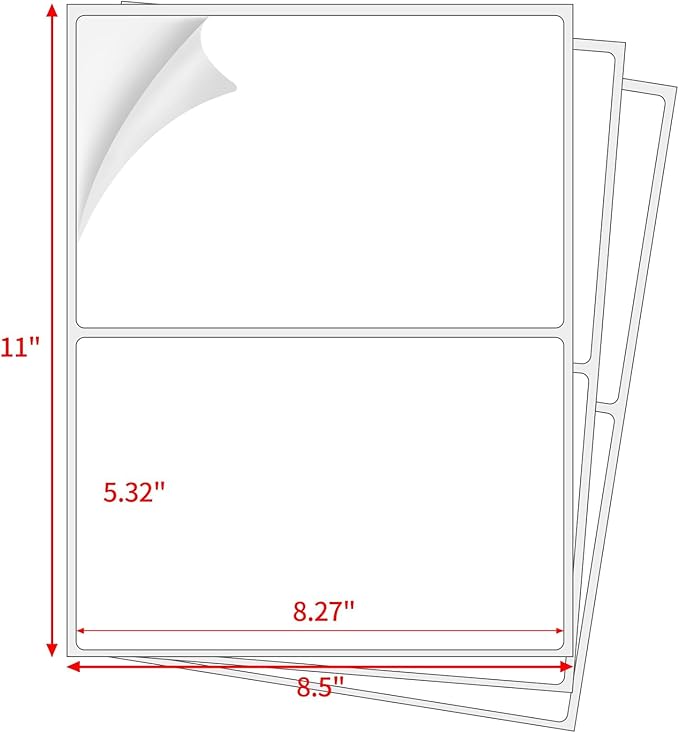 Coopaty Half Sheet Shipping Labels 8.5" x 5.5" Sticker Labels - Image 2