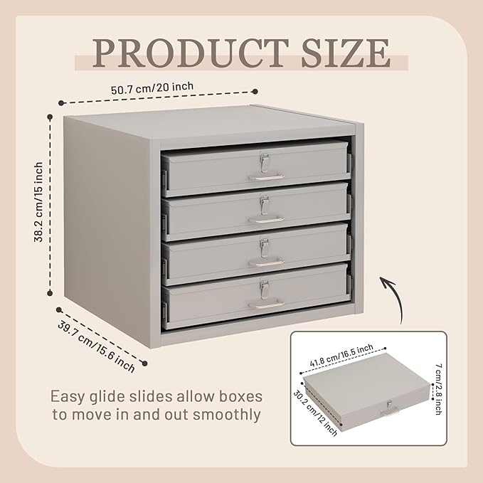 Steel Compartment Box Slide Rack, 4 Divider Scoop Boxes, Cold-Rolled Steel - Image 2