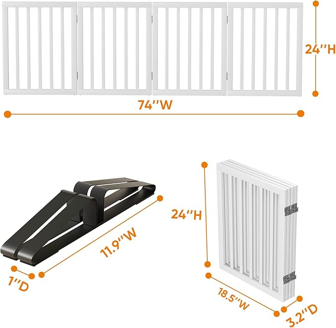 37-74" Wide Dog Gate 4 Panel Dog Gates - Image 6
