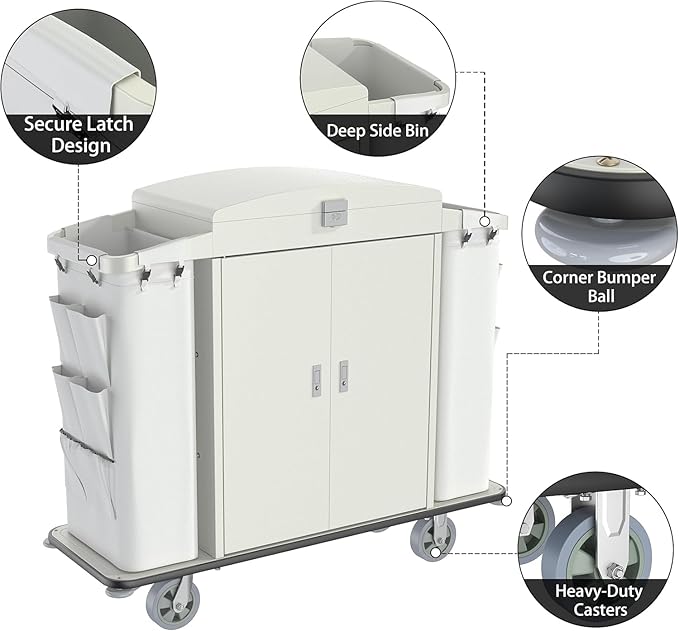 Heavy Duty Metal Housekeeping Janitorial Cart - Image 6