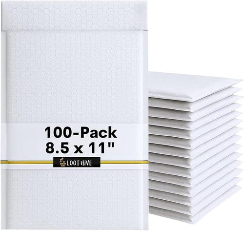 100-Pack 8.5x11" Bubble Mailers White Poly Padded #2 Envelopes Self Seal by Unknown