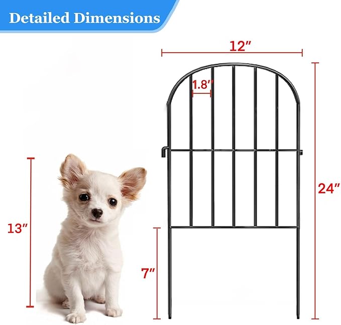 Decorative Garden Fence 24 Pack Black, 24 Ft X 24 in Animal Barrier Fences - Image 3