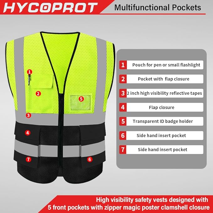 HYCOPROT High Visibility Mesh Safety Reflective Vest - Image 2