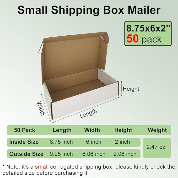50 Pack 9x6x2'' Small Shipping Boxes, Mailing Packaging Supplies - Image 2