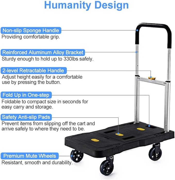 Upgrade Heavy Duty Folding Dolly Cart - Image 5
