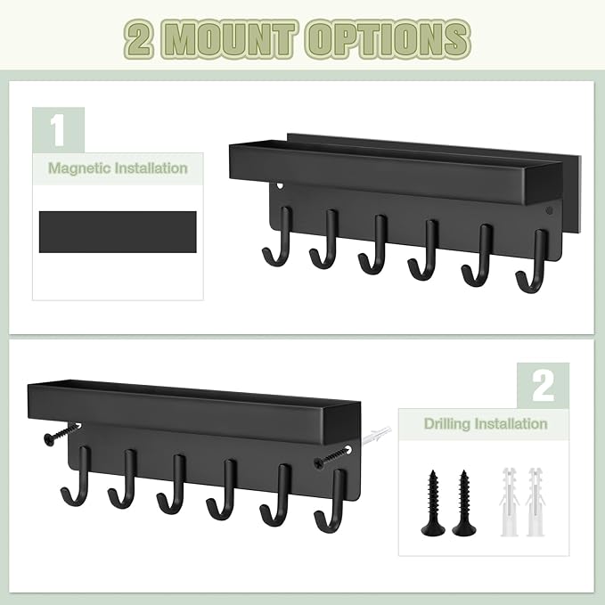 VIS'V Magnetic Key Holder Wall Mount, Compact Metal Key Rack - Image 2