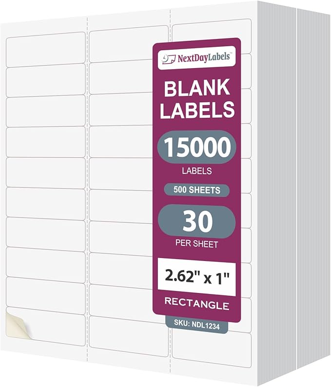 NextDayLabels - 2.5/8" x 1" Rectangular Sticker Labels by NextDayLabels