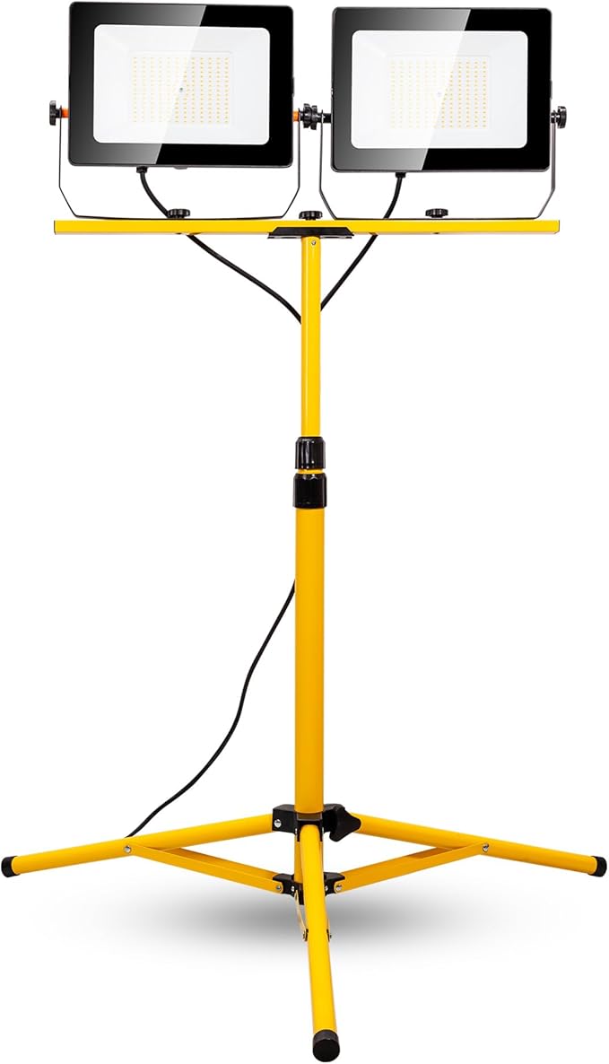 20000 Lumen Work Lights with Stand, 200W Dual Head LED Work Light, Waterproof by Stanlips